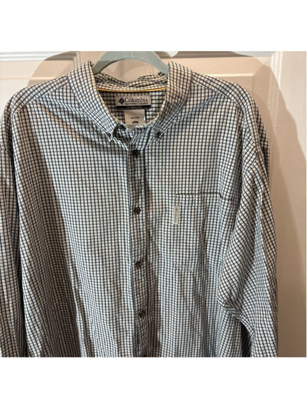 Columbia Sportwear Co. XXL Men Shirt Blue Checkered Long Sleeve
